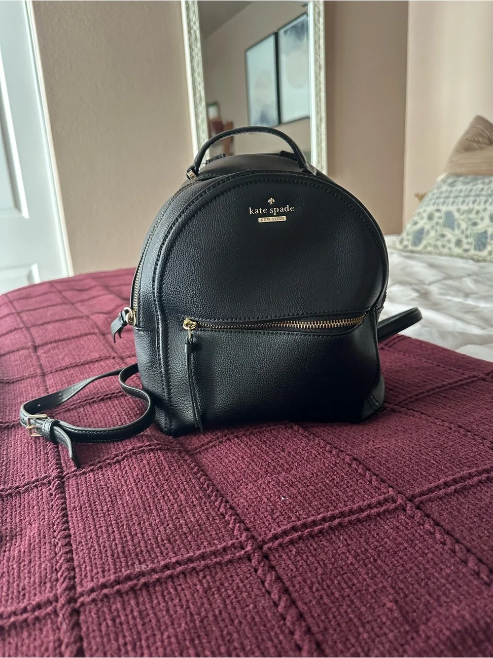 Kate Spade Black Leather Mini Backpack